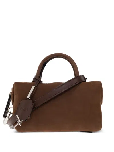 Max Mara Small Holdallssuede Top Handle In Nubuck Leather In Brown