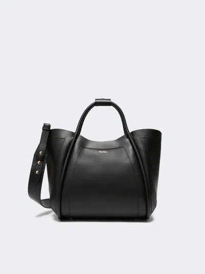 Max Mara Small Leather Marine Bag In Black