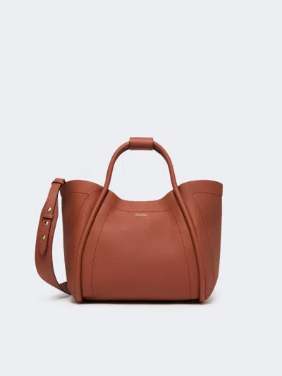 Max Mara Small Leather Marine Bag In Brown