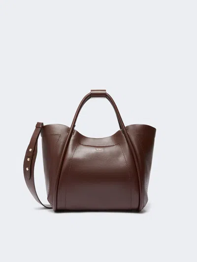 Max Mara Small Leather Marine Bag In Brown