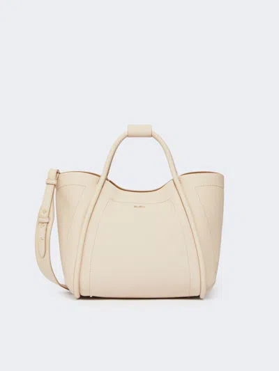 Max Mara Small Leather Marine Bag In White