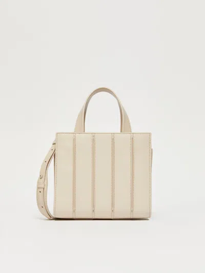 Max Mara Small Leather Whitney Bag In Ice