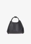 Max Mara Small Marine Leather Top Handle Bag In Gray
