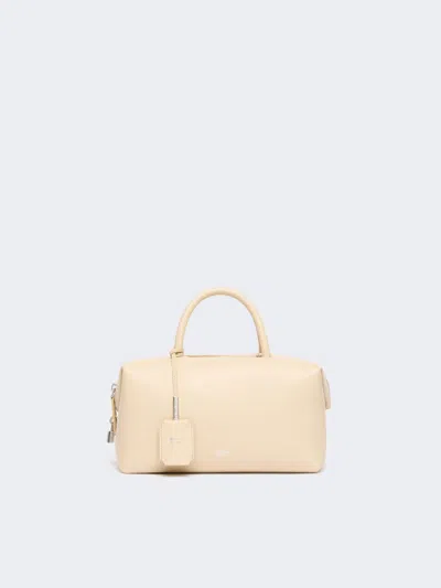 Max Mara Small Natural Leather Bowler Bag In Beige
