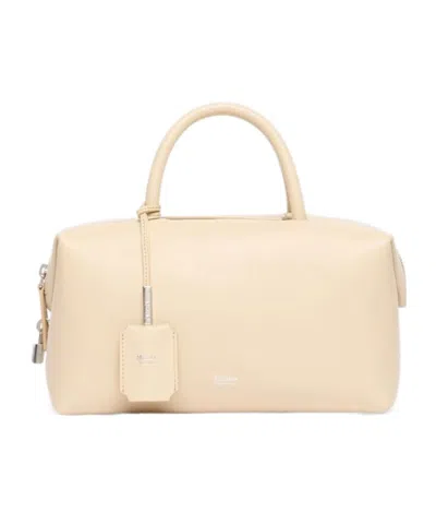 Max Mara Small Natural Leather Bowler Bag In Beige