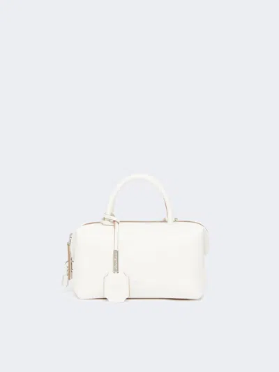 Max Mara Small Natural Leather Bowler Bag In White