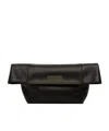 Max Mara Small Natural Leather Clutch Bag In Black