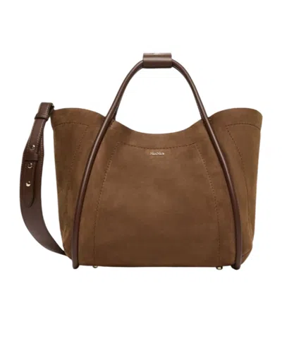 Max Mara Small Nubuck Leather Marine Bag In Brown