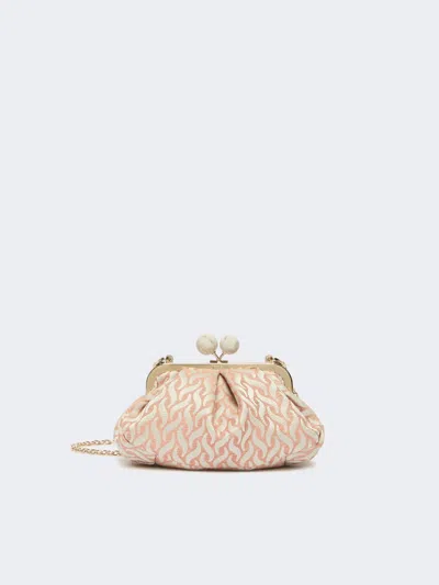 Max Mara Small Pasticcino Bag In Linen, Silk And Cotton Jacquard In Orange