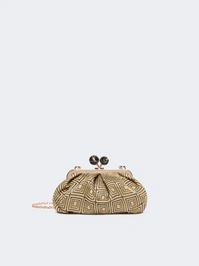 Max Mara Small Pasticcino Bag In Linen, Silk And Cotton Jacquard In Red