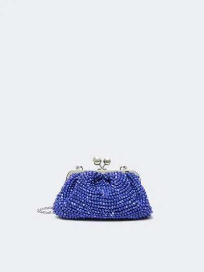 Max Mara Small Pasticcino Bag With Embroidered Resin Pearls In Blue