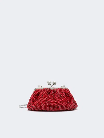 Max Mara Small Pasticcino Bag With Embroidered Resin Pearls In Orange