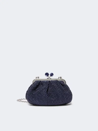 Max Mara Small Raffia-effect Pasticcino Bag In Blue