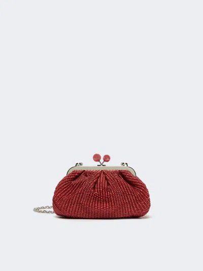 Max Mara Small Raffia-effect Pasticcino Bag In Pink