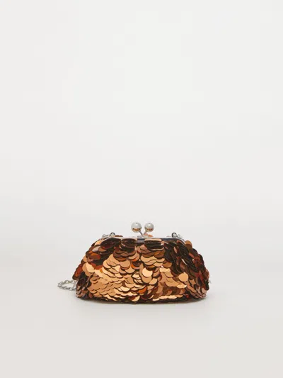 Max Mara Small Sequinned Pasticcino Bag In Brown