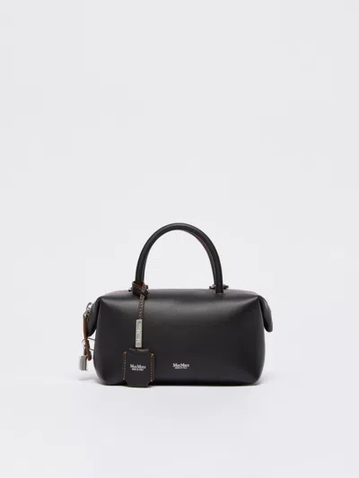 Max Mara Small Shiny Leather Satchel Bag In Black