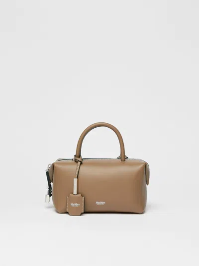 Max Mara Small Shiny Leather Satchel Bag In Brown