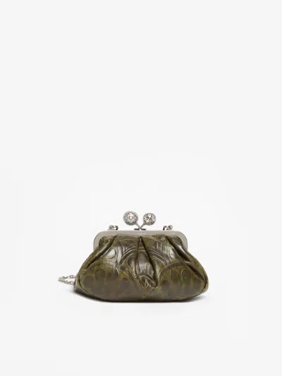 Max Mara Small Smooth Leather Pasticcino Bag In Gray