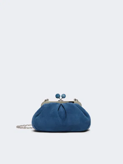 Max Mara Small Suede Pasticcino Bag In Blue