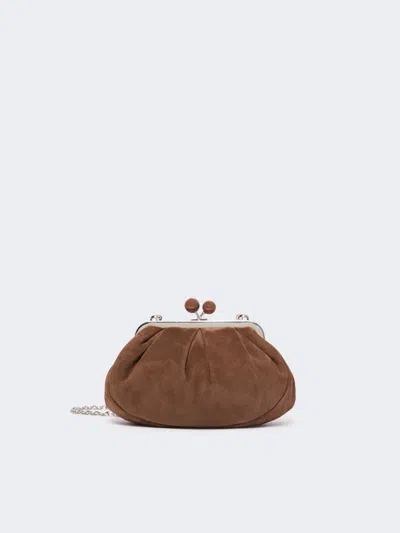 Max Mara Small Suede Pasticcino Bag In Chocolate