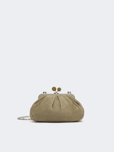 Max Mara Small Suede Pasticcino Bag In Sage Green