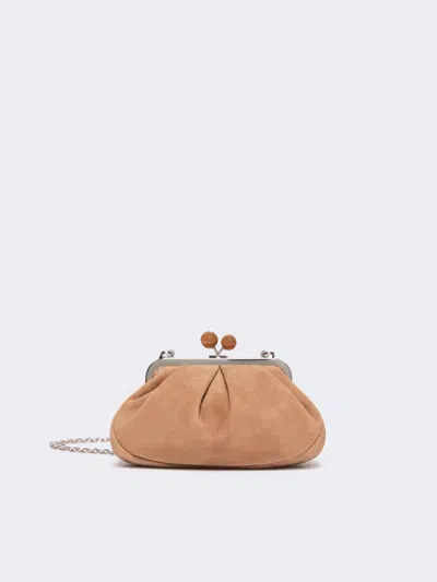 Max Mara Small Suede Pasticcino Bag In Sand