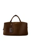Max Mara Small Suede Top-handle Tote Bag In Brown