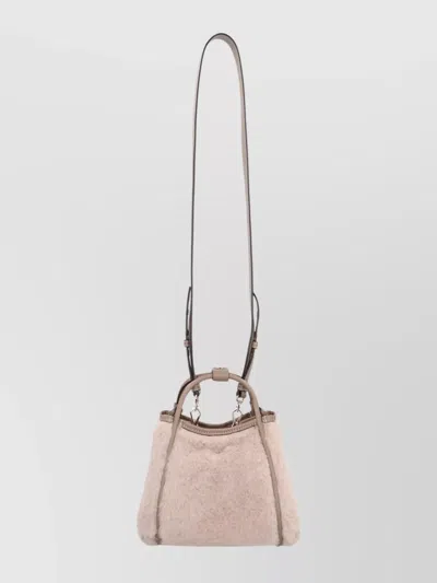 Max Mara Small Teddy Fabric Cross-body Bag In Neutral