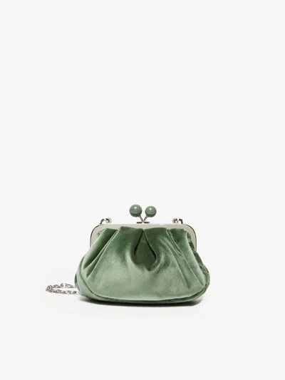 Max Mara Small Velvet Pasticcino Bag In Sage Green