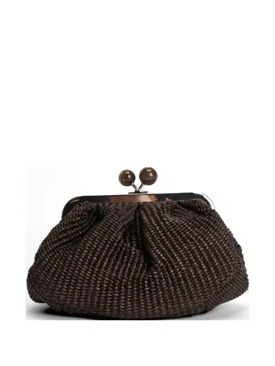 Max Mara Small Woven Top-handle Shoulder Bag In Brown