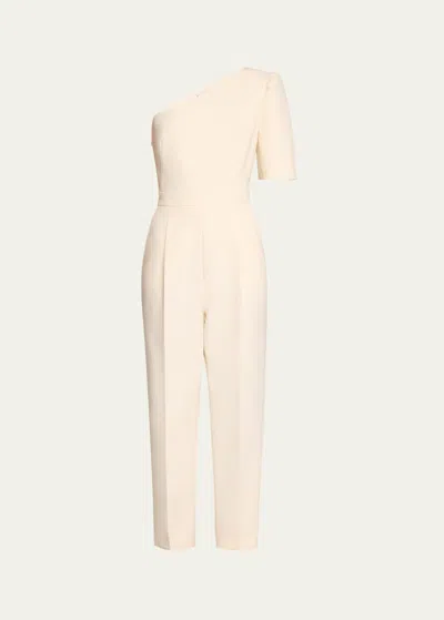 Max Mara Smalto One-shoulder Jumpsuit In Vanilla