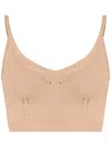 Max Mara Ribbed Texture Cropped Sleeveless Top In Powder