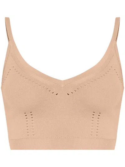 Max Mara Ribbed Texture Cropped Sleeveless Top In Multicolor