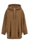 Max Mara Hooded Drawstring Coat In Brown
