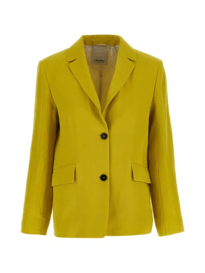 Max Mara Smmalberta Linen Blazer In Yellow