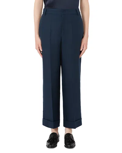 Max Mara Smmanselmo Linen Trousers In Blue