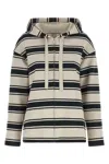 Max Mara Striped Zipper Sweatshirt In Blue