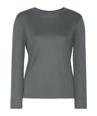 Max Mara Smmfumetto Crew Neck Long-sleeve Top In Green
