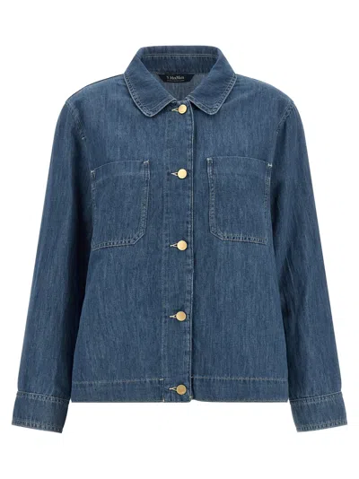 Max Mara Denim Regular Solid Shirt In Blue