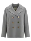 Max Mara Wool Broadcloth Jacket In Gray