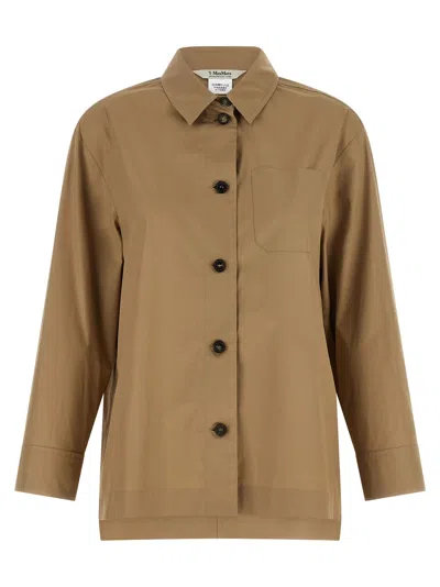 Max Mara Marianne Asymmetrical-hem Cotton Shirt In Brown