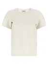 Max Mara Beige Solid Crew Neck T-shirt In Multi