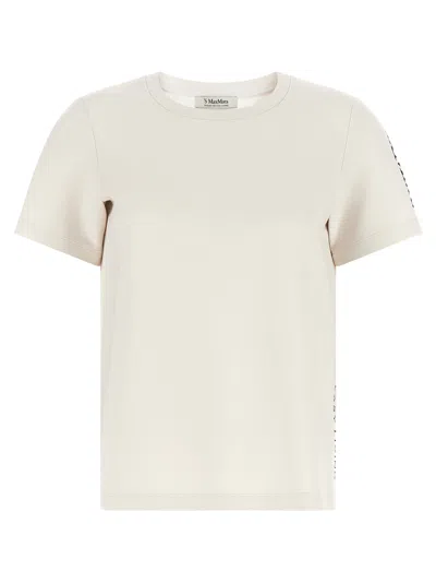 Max Mara Beige Solid Crew Neck T-shirt In Nude