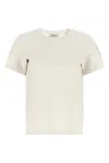 Max Mara Beige Solid Crew Neck T-shirt In Multi
