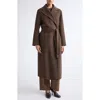 Max Mara Smmpace Long Wool Blend Belted Coat In Brown
