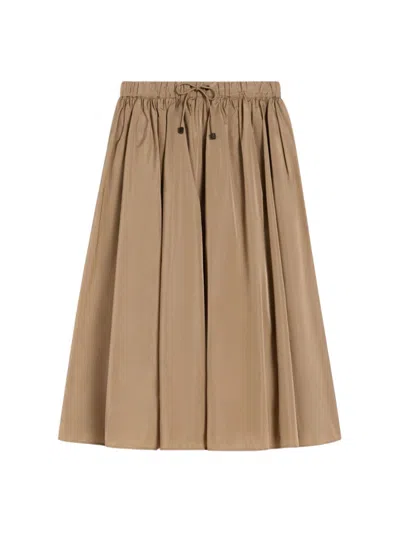 Max Mara Smmpineta Pleated Drawstring Skirt In Brown