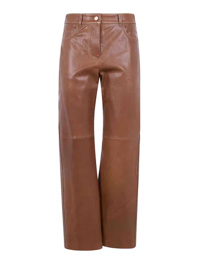 Max Mara Smmviolino Leather 5 Pockets Trousers In Brown