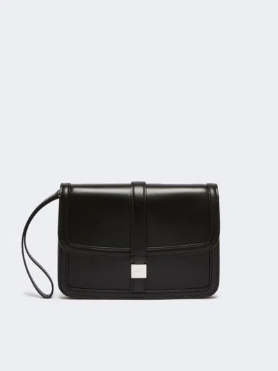 Max Mara Smooth Leather Clutch In Black