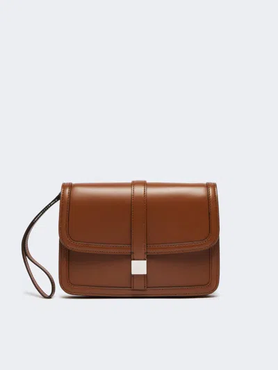 Max Mara Smooth Leather Clutch In Brown