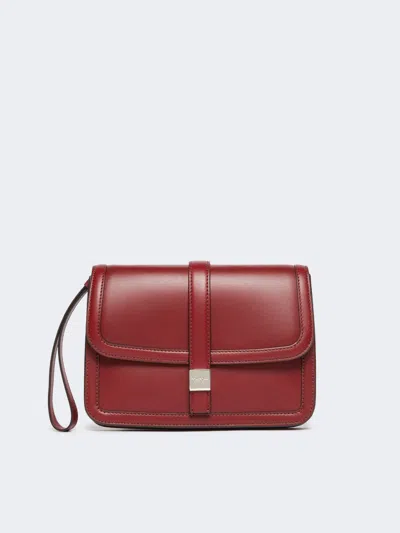 Max Mara Smooth Leather Clutch In Burgundy
